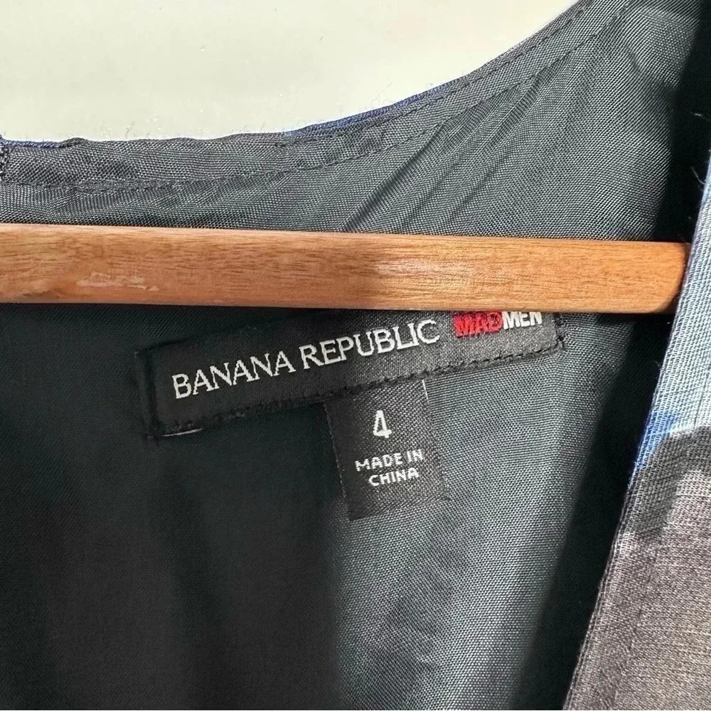 Banana Republic Mad Men Collection Blue Begonia Dress Size 4 - Picture 7 of 16